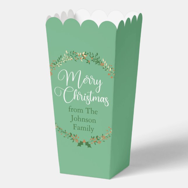 Frohe Weihnachten Hübschen grünen Kranz Custom Par Geschenkschachtel (Vorderseite)