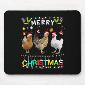 Frohe Weihnachten Huhn Santa Hut Lichter Xmas Spaß Mousepad