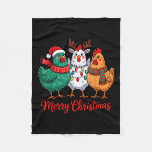 Frohe Weihnachten Hühnerbauer Tier Santa Hut Xm Fleecedecke