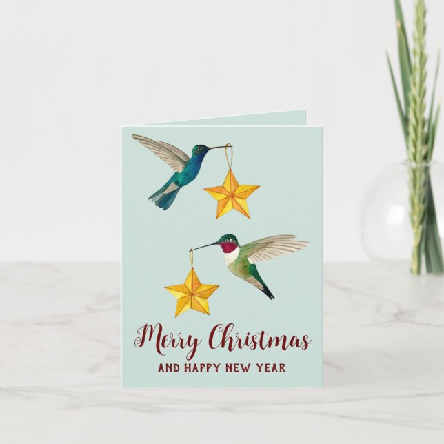 Frohe Weihnachten Hummingbirds and Stars (Vorderseite)