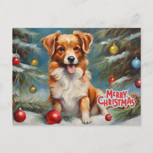 Frohe Weihnachten Hund und Weihnachtsdekoration 