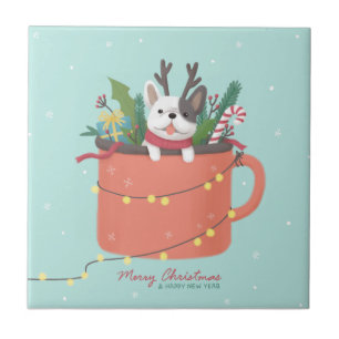 Frohe Weihnachten: Hunde Illustration Art Fliese
