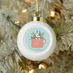 Frohe Weihnachten: Hunde Illustration Art Keramik Kugel-Ornament