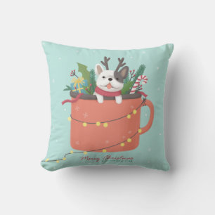 Frohe Weihnachten: Hunde Illustration Art Kissen