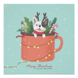 Frohe Weihnachten: Hunde Illustration Art Poster