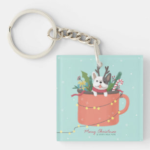 Frohe Weihnachten: Hunde Illustration Art Schlüsselanhänger