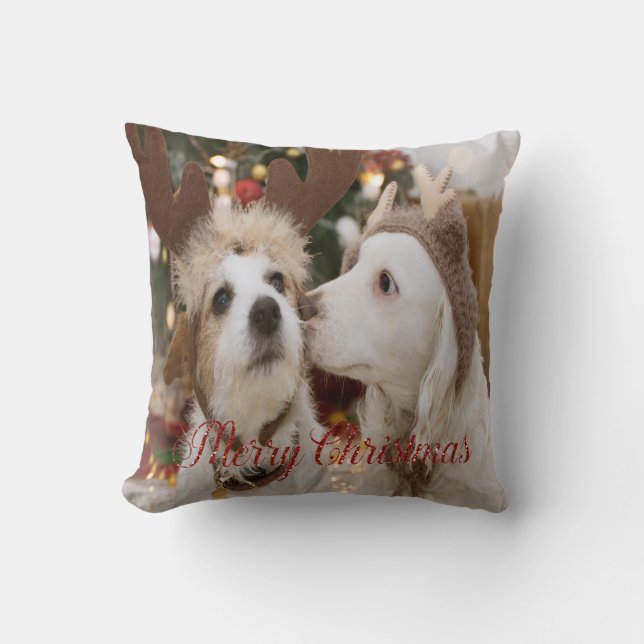 Frohe Weihnachten, Hunde in Liebe Kissen (Vorderseite)