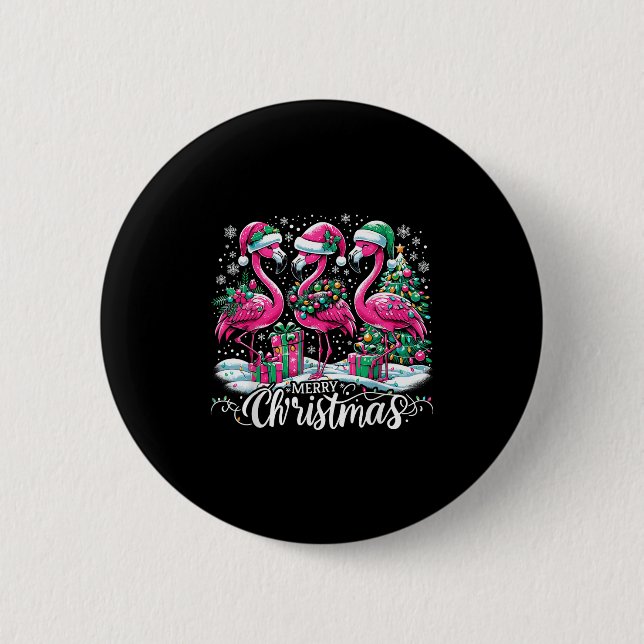 Frohe Weihnachten Hut Santa Flamingo Licht Weihnac Button (Vorderseite)