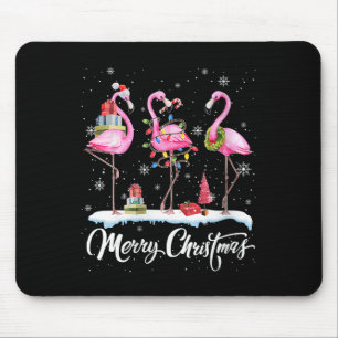 Frohe Weihnachten Hut Santa Flamingo Licht Weihnac Mousepad