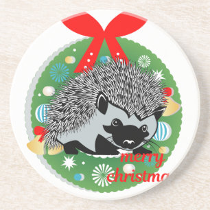 frohe weihnachten igel getränkeuntersetzer