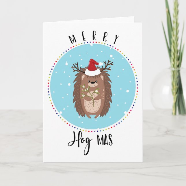 Frohe Weihnachten Igel lustige Witze Weihnachten Karte (Vorderseite)