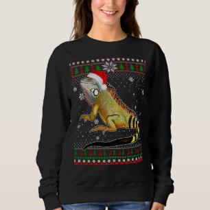 Frohe Weihnachten Iguana Hat Santa Lover in Snow U Sweatshirt