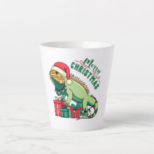 Frohe Weihnachten Iguana Weihnachtsleuchten Präsen Milchtasse
