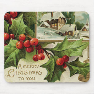 Frohe Weihnachten Ihnen Holly-Mauspad Mousepad