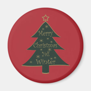 Frohe Weihnachten ihr alle dekorierter Tannenbaum Magnet