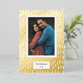Frohe Weihnachten! Ihr Foto & Familiennamen & Jahr Folien Feiertagskarte