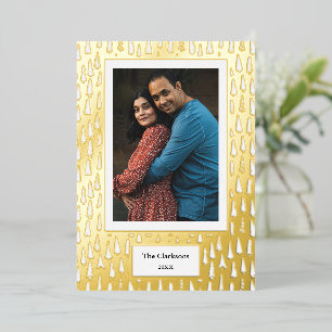 Frohe Weihnachten! Ihr Foto & Familiennamen & Jahr Folien Feiertagskarte
