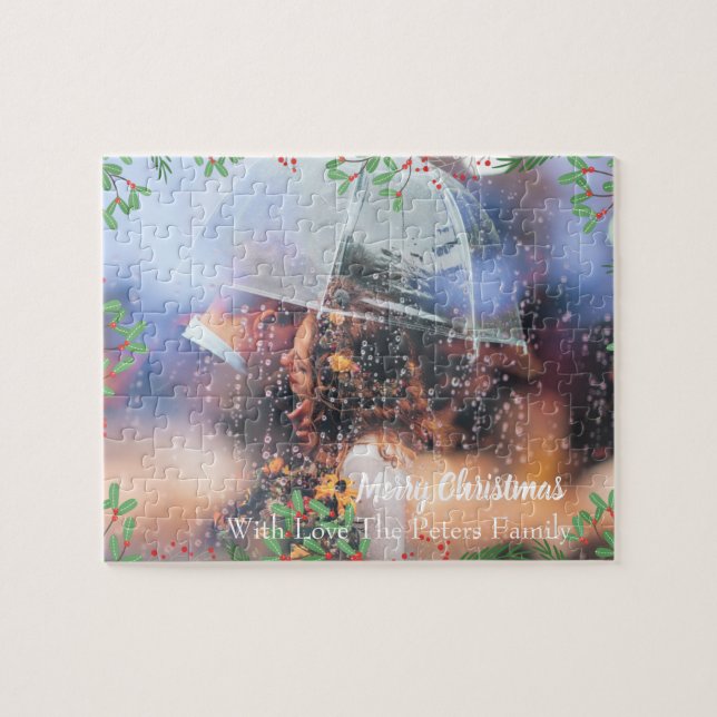 Frohe Weihnachten, Ihr Foto und Familienname (Horizontal)