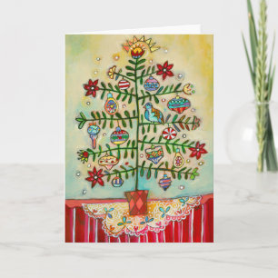 Frohe Weihnachten Illustrierte Folk Tree Weihnacht