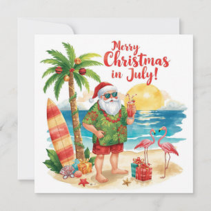 Frohe Weihnachten im Juli am Strand mit Santa
