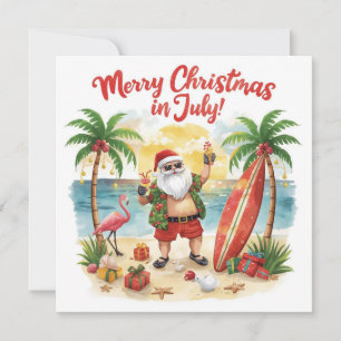 Frohe Weihnachten im Juli am Strand mit Santa