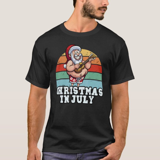 Frohe Weihnachten im Juli Hawaiian Santa Claus Sun T-Shirt (Vorderseite)