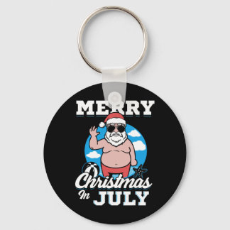 Frohe Weihnachten im Juli Lustiger Santa Schlüsselanhänger