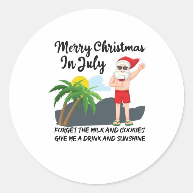 Frohe Weihnachten im Juli Runder Aufkleber (Vorderseite)