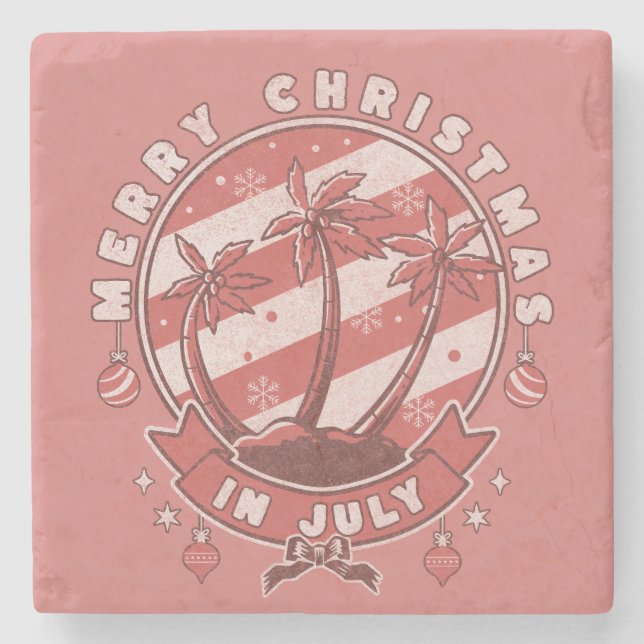 Frohe Weihnachten im Juli Steinuntersetzer (Vorderseite)