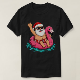 Frohe Weihnachten im Juli Tropischer Flamingo Weih T-Shirt
