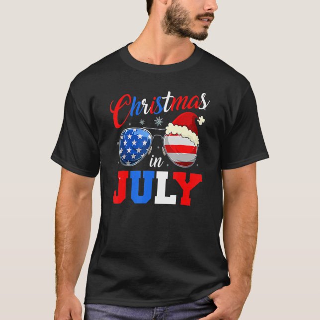 Frohe Weihnachten im Juli Weihnachtsmannmütze Sonn T-Shirt (Vorderseite)