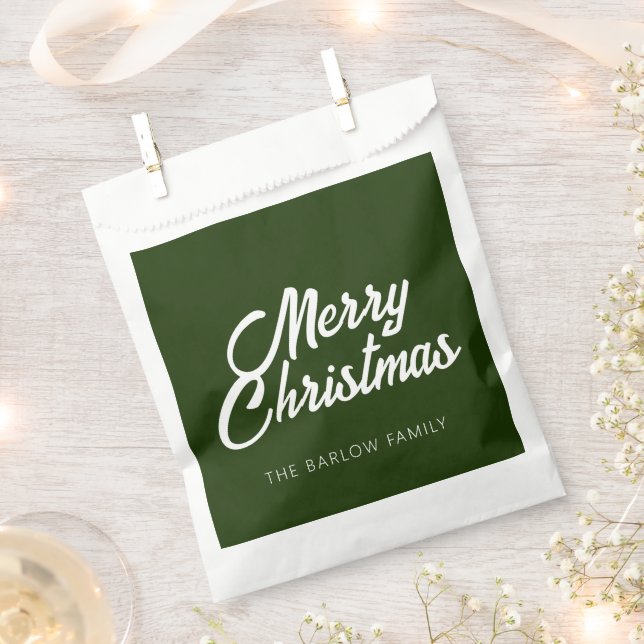 Frohe Weihnachten im Wald/Dunkelgrün Geschenktütchen (Ausgeschnitten)