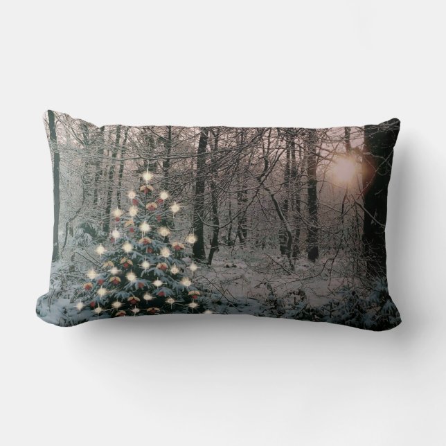 Frohe Weihnachten im Wald Lendenkissen (Vorderseite)