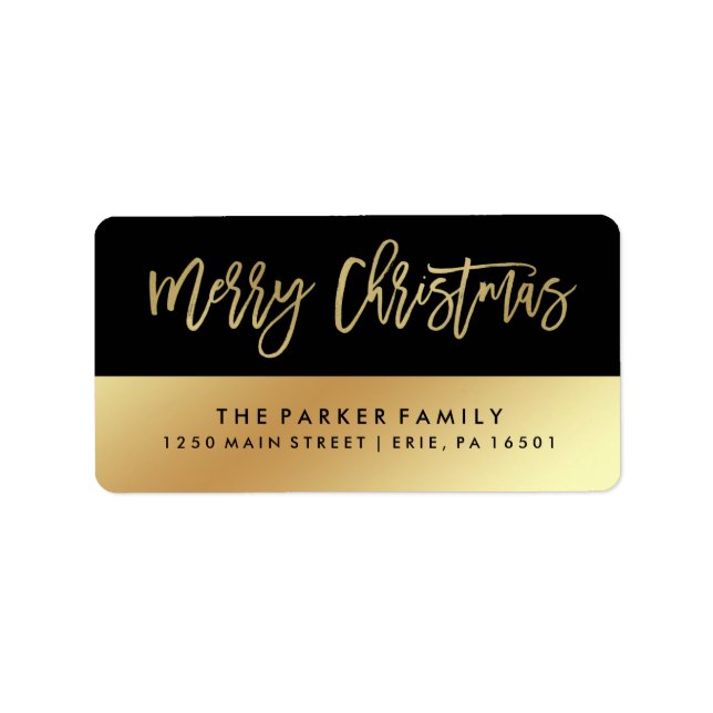 Frohe Weihnachten | Imitate Goldtypografie und Sch Adressaufkleber (Vorne)