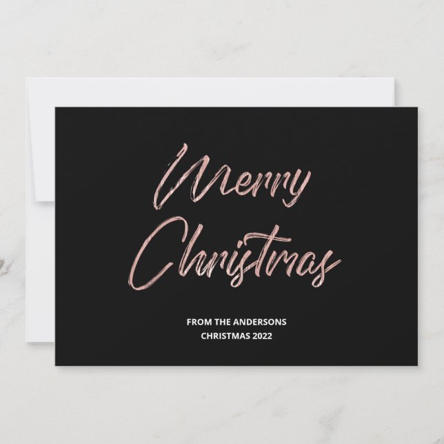 Frohe Weihnachten Imitate Rose Gold Foil und Black (Vorderseite)