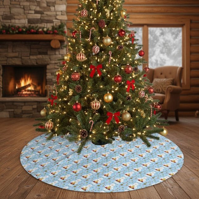 Frohe Weihnachten Imker Muster Polyester Weihnachtsbaumdecke (Von Creator hochgeladen)