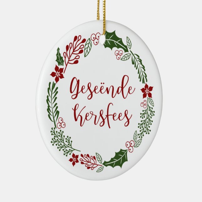 Frohe Weihnachten in Afrikaans Geseënde Kersfees Keramik Ornament (Rechts)