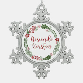 Frohe Weihnachten in Afrikaans Geseënde Kersfees Schneeflocken Zinn-Ornament