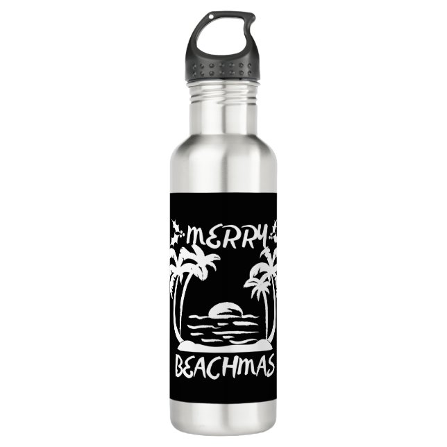 Frohe Weihnachten in Beachmas im Juli Edelstahlflasche (Vorderseite)