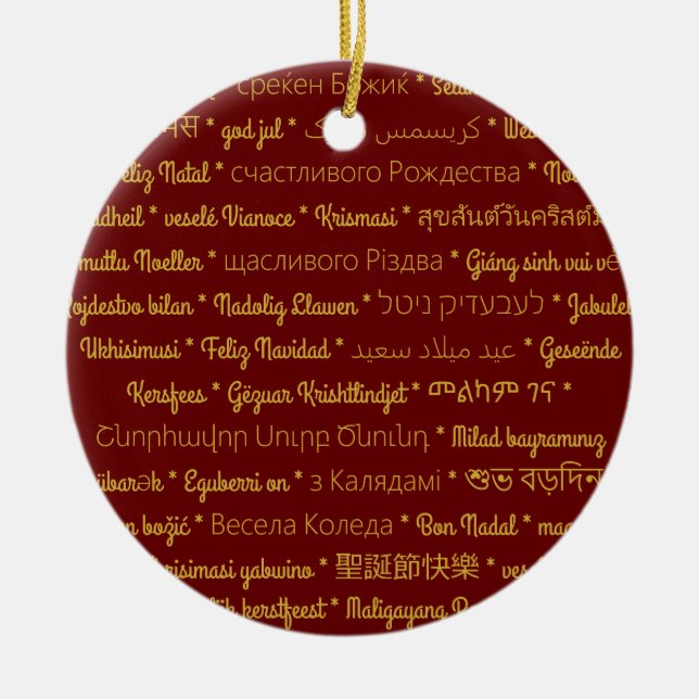 Frohe Weihnachten in den Fremdsprachen Keramikornament (Vorne)