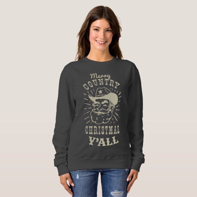 Frohe Weihnachten in den Ländern| Holzbaum Cowboy Sweatshirt (Vorne ganz)