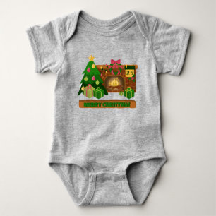 Frohe Weihnachten in der Nähe von Feuerfeuer Weihn Baby Strampler