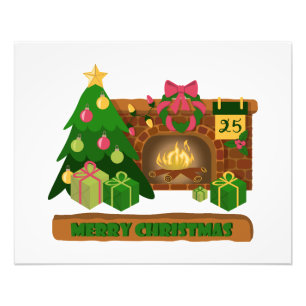 Frohe Weihnachten in der Nähe von Feuerfeuer Weihn Fotodruck