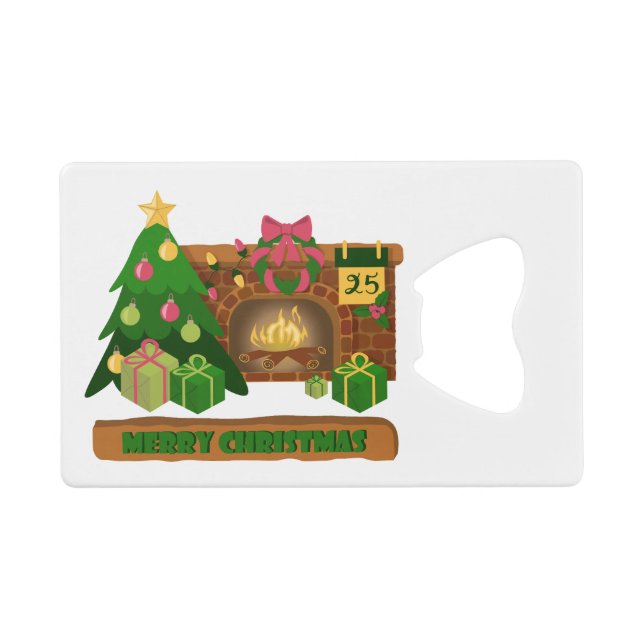Frohe Weihnachten in der Nähe von Feuerfeuer Weihn Geldbeutel Flaschenöffner (Vorderseite (Horizontal))