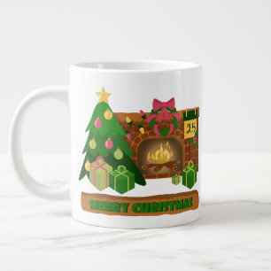 Frohe Weihnachten in der Nähe von Feuerfeuer Weihn Jumbo-Tasse