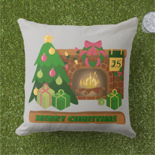 Frohe Weihnachten in der Nähe von Feuerfeuer Weihn Kissen