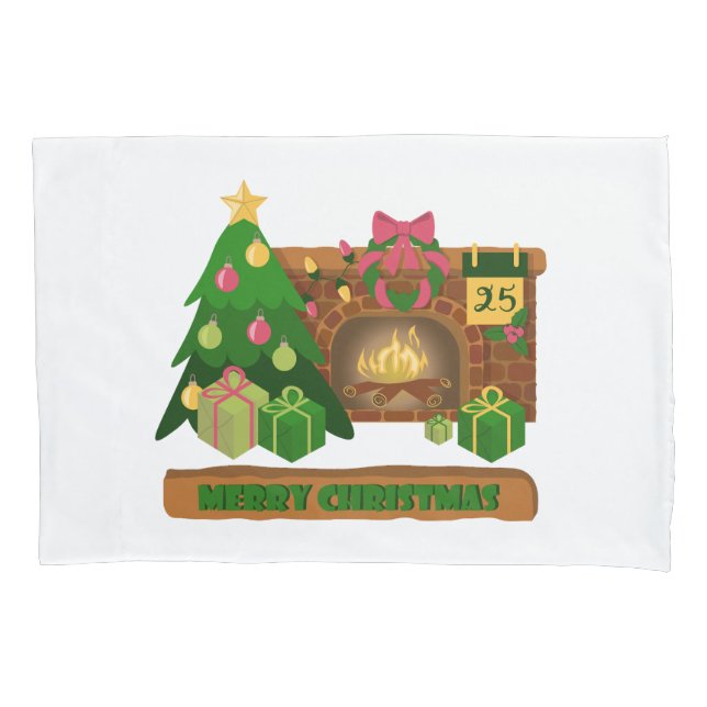 Frohe Weihnachten in der Nähe von Feuerfeuer Weihn Kissenbezug (Vorderseite)