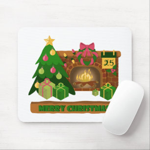 Frohe Weihnachten in der Nähe von Feuerfeuer Weihn Mousepad