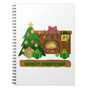 Frohe Weihnachten in der Nähe von Feuerfeuer Weihn Notizblock