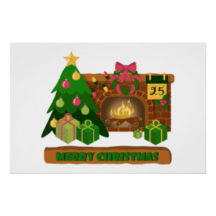 Frohe Weihnachten in der Nähe von Feuerfeuer Weihn Poster